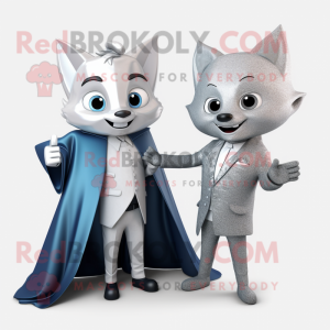 Silver Ray mascot costume character dressed with a Blazer and Wraps