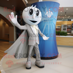 Silver Ray mascot costume character dressed with a Blazer and Wraps