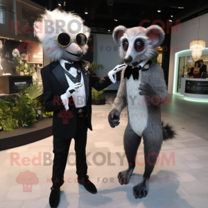 Sølv Aye-Aye maskot kostume...