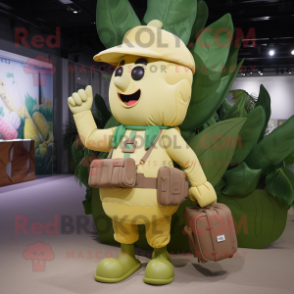 Gold Beanstalk mascot costume character dressed with a Cargo Shorts and Handbags