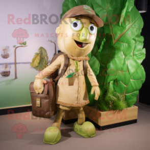 Gold Beanstalk mascot costume character dressed with a Cargo Shorts and Handbags
