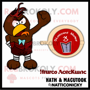 Brown Roosters mascot costume character dressed with a One-Piece Swimsuit and Ties