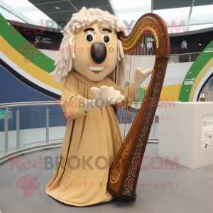 Tan Celtic Harp maskot...