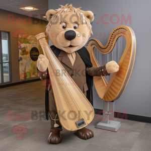 Tan Celtic Harp maskot...