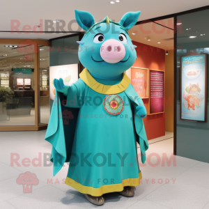 Turquoise Pig mascotte...