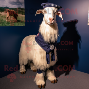 Navy Boer Goat mascot costume character dressed with a Polo Tee and Ties