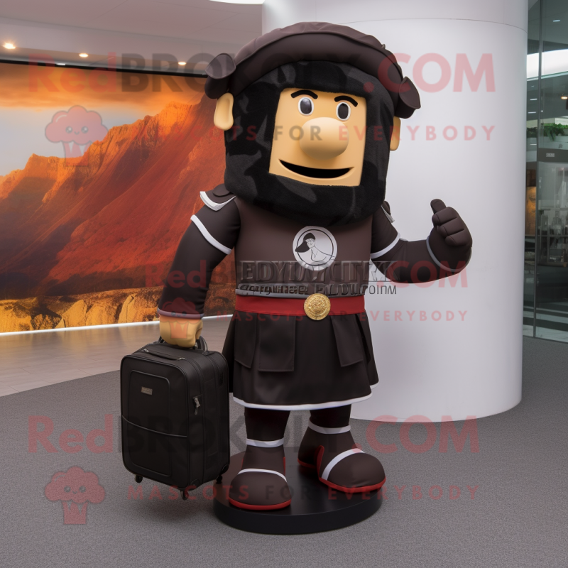 Black Roman Soldier mascot costume character dressed with a Blouse and Briefcases Black Roman Soldier mascot costume character dressed with a Blouse and Briefcases