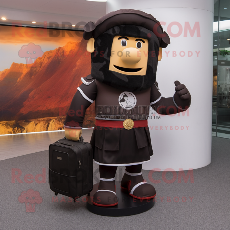 Black Roman Soldier mascot costume character dressed with a Blouse and Briefcases