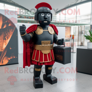 Black Roman Soldier mascot costume character dressed with a Blouse and Briefcases