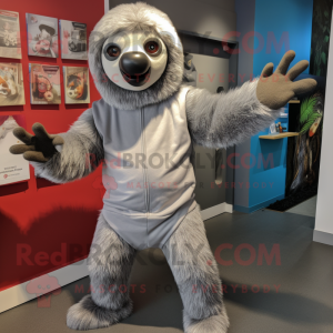 Silver Sloth maskot kostym...