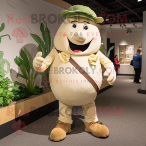 Beige Rädisa maskot kostym...