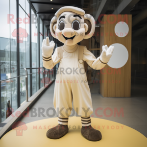 Beige Mime maskot kostume...