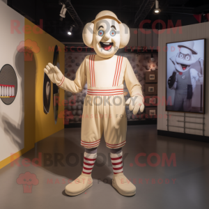 Beige Mime maskot kostume...