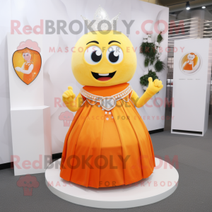 Orange Engagement Ring mascot costume character dressed with a Dress and Keychains