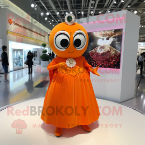 Orange Engagement Ring mascot costume character dressed with a Dress and Keychains