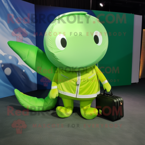 Lime Green Whale mascotte...