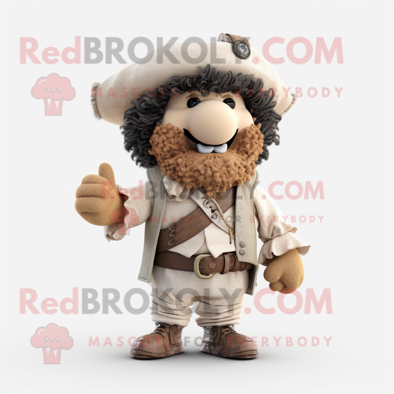 Beige Pirate mascot costume character dressed with a Sweater and Mittens