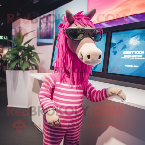 Pink Quagga maskot kostume...