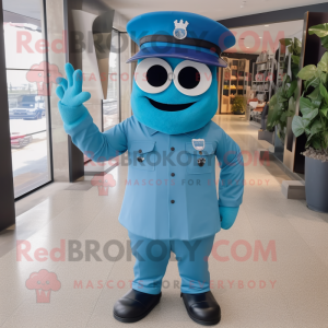 Cyan Navy Soldier mascotte...