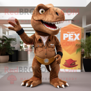 Brun T Rex maskot kostym...