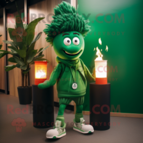 Forest Green Scented Candle mascot costume character dressed with a Joggers and Ties