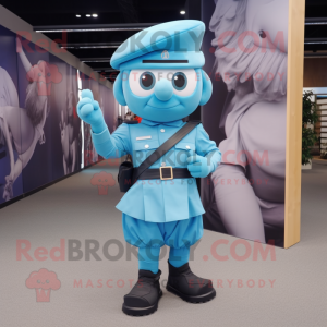 Cyan-Soldat Maskottchen...