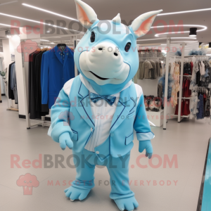 Sky Blue Rhinoceros maskot...