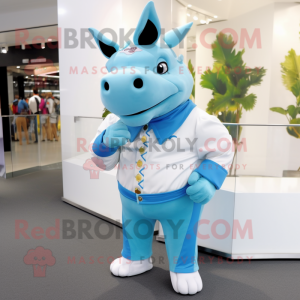 Sky Blue Rhinoceros maskot...