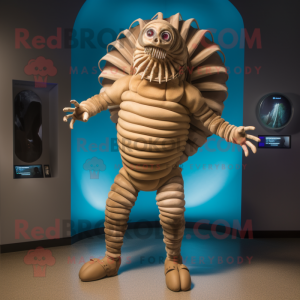 Tan Trilobite mascot costume character dressed with a Swimwear and Rings