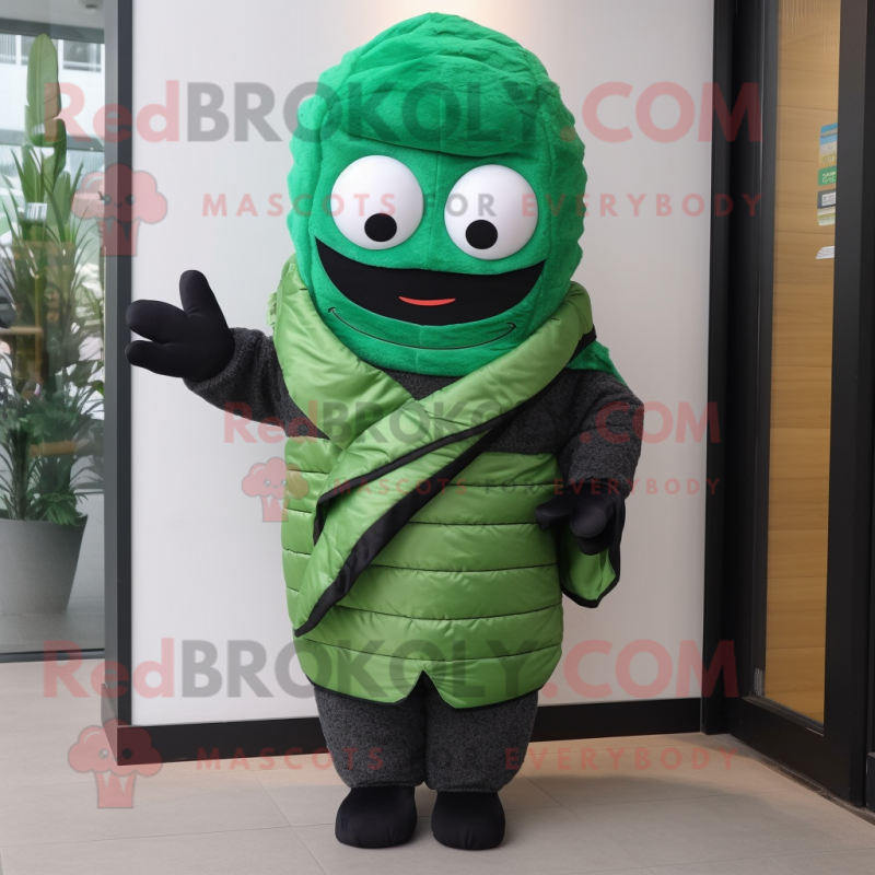 Forest Green Sushi mascot costume character dressed with a Bodysuit and Scarf clips Forest Green Sushi mascot costume character dressed with a Bodysuit and Scarf clips