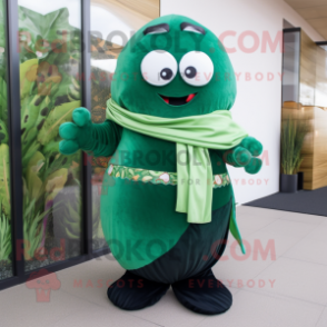 Forest Green Sushi mascot costume character dressed with a Bodysuit and Scarf clips