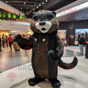 Black Otter maskot kostym...