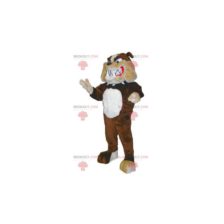 Mascotte de bulldog marron beige et blanc - Redbrokoly.com