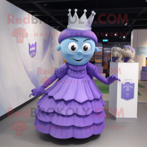 Lavender Queen mascot costume character dressed with a Pleated Skirt and Wallets
