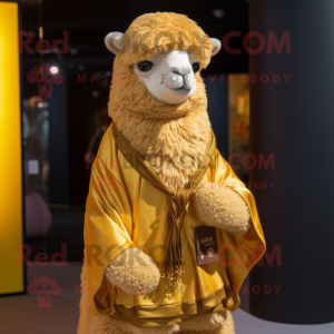 Gouden alpaca mascotte...