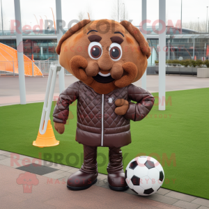 Bruin voetbalgoal mascotte...