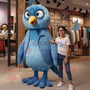 Blue Pigeon maskot kostume...