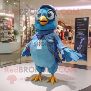 Blue Pigeon maskot kostume...