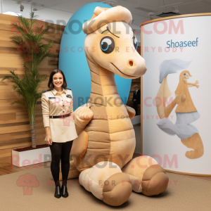 Tan Sea Horse maskot kostym...