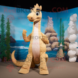 Tan Sea Horse maskot drakt...