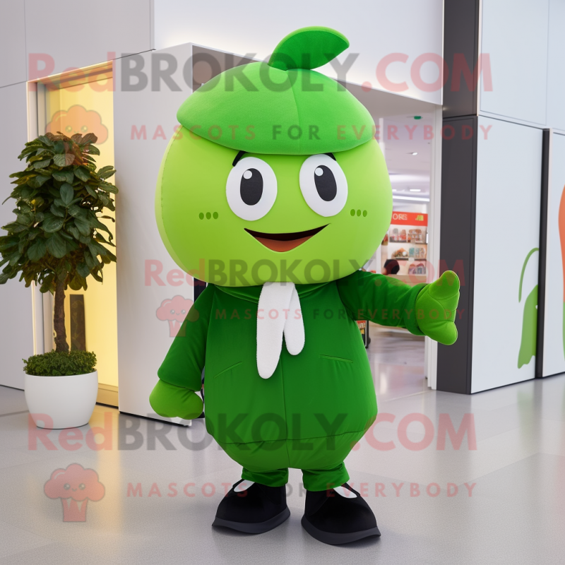 Green Apple mascot costume character dressed with a Trousers and Beanies