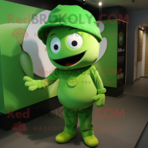 Green Apple mascot costume character dressed with a Trousers and Beanies