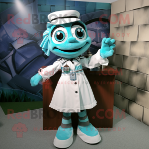 Cyan Doctor maskot kostume...