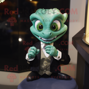 Green Engagement Ring mascot costume character dressed with a Oxford Shirt and Lapel pins