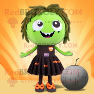 Olive Pumpkin mascot costume character dressed with a Swimwear and Hair clips