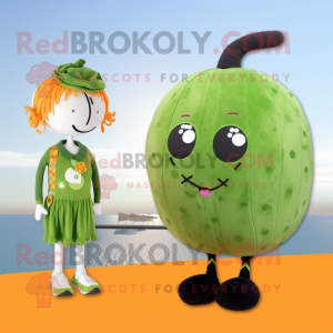 Olive Pumpkin mascot costume character dressed with a Swimwear and Hair clips