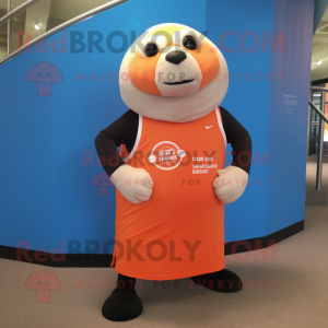 Orange Seal mascot costume character dressed with a Tank Top and Cufflinks