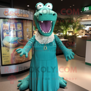 Blågrønn krokodille maskot...