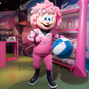Roze rugbybal mascotte...