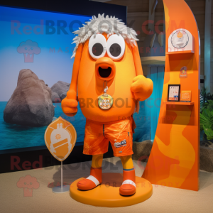 Orange hänge maskot kostym...